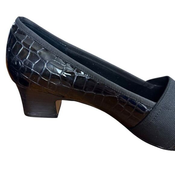 Ros Hommerson Womens Brown Patent Leather Croc Print Block Heel Pumps Shoes 8.5 - Picture 3 of 16